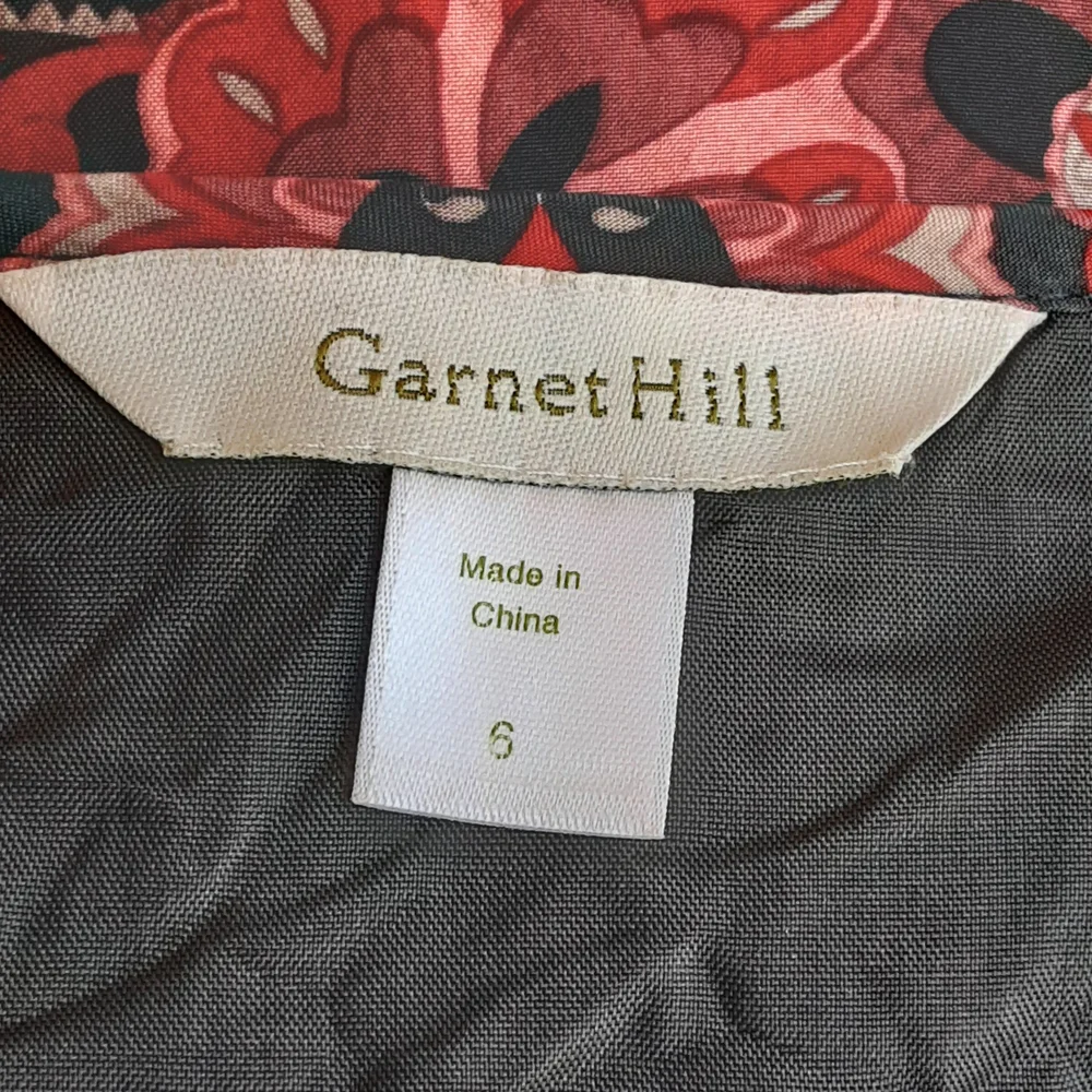 Garnet Hill Paisley Print Boho Style Dress in Red and Black Pattern.